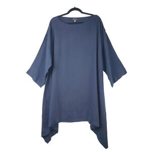 Eskandar Dress Womens 100% Linen Shift Lagenlook Art To Wear Kaftan Asymmetrical